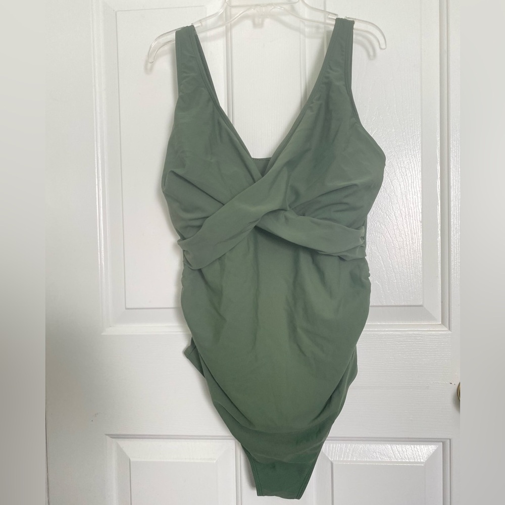 NWT Summer Sunshine Green One-Piece Maternity Swimwear Size XL